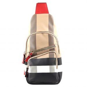 NEW Modern Red Plaid Sling Pack Chest Shoulder Crossbody Bag-Vegan